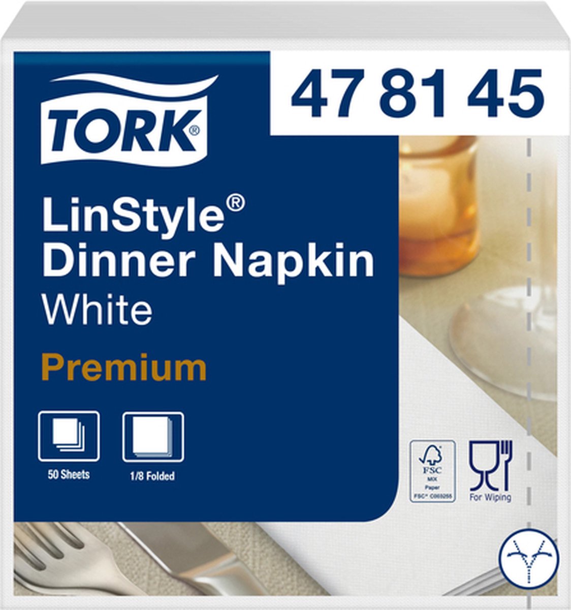 Goedkoopste Dinnerservetten Tork Premium LinStyle® 1/8 gevouwen 1-laags 50 st wit 478145