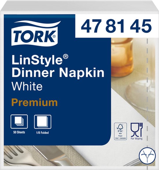 Tork Soft Lunchservet 33x33cm 3-laags 1/8-vouw Wit 477416