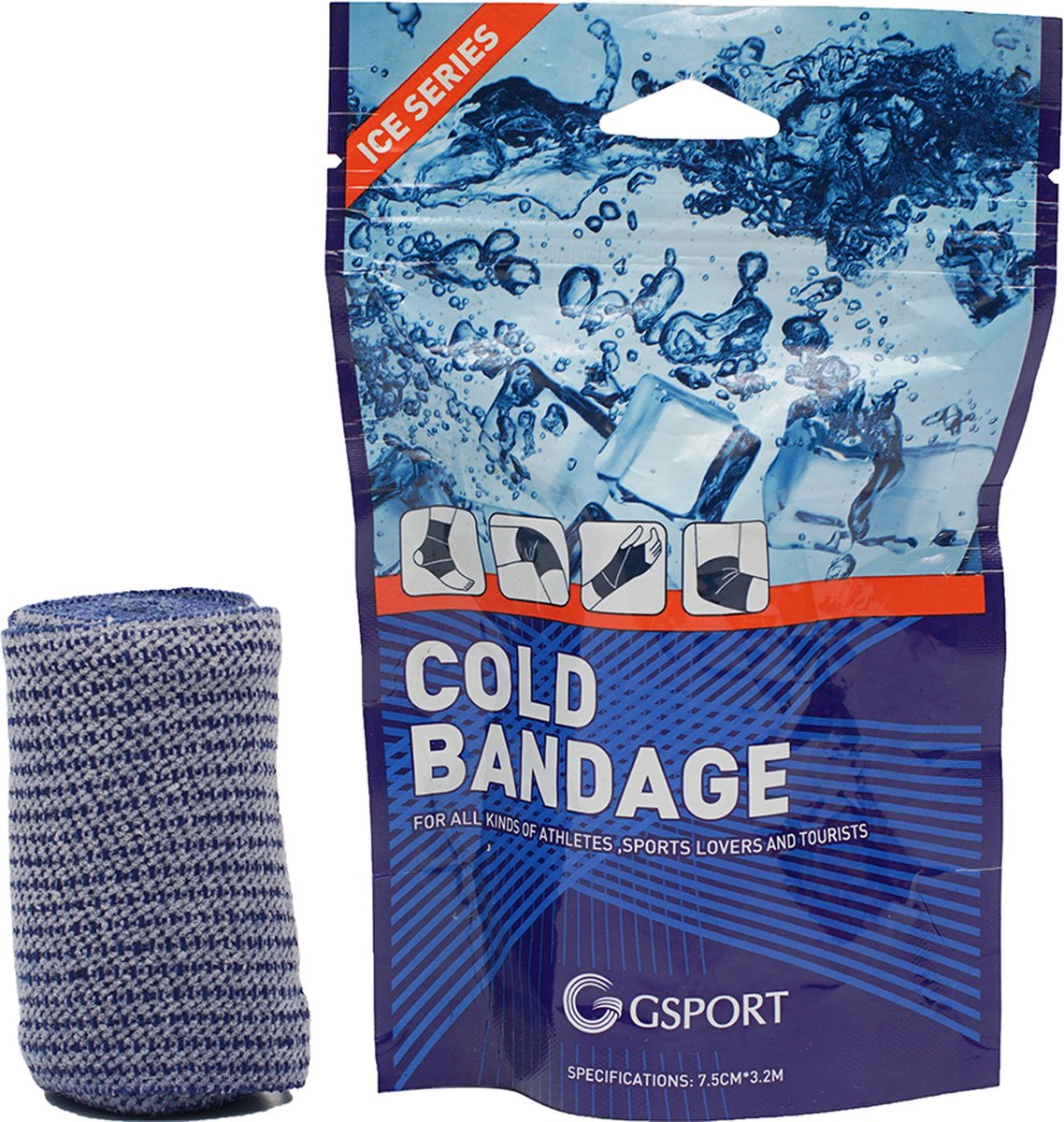 cold bandage 7,5 cm x 3,2 m - ijsverband zarys - verband voor een effectieve koeling - Effectieve koeling, pijnverlichting en compressietherapie