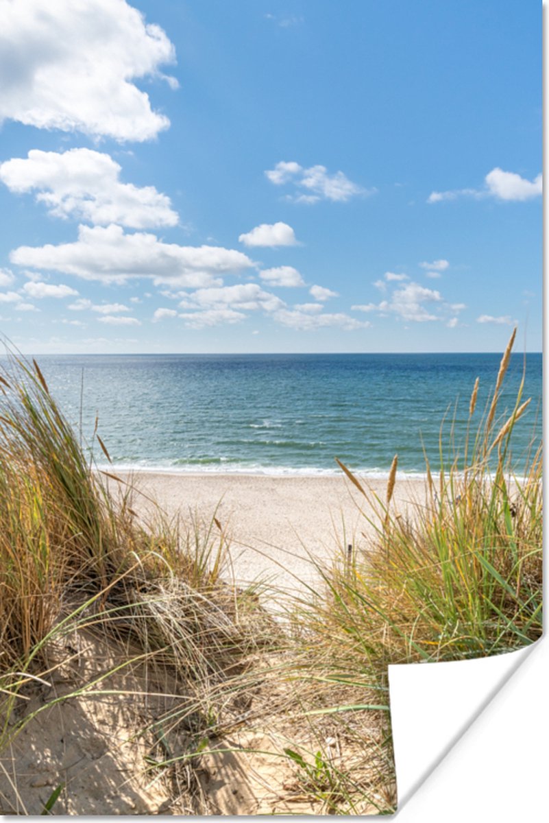 Poster Duin - Gras - Zee - Strand - 60x90 cm