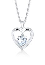 Elli PREMIUM Dames Halsketting dames met hartjes hanger diamant (0.015 ct.) en cubic zirconia in 925 sterling zilver