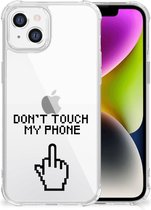 Smartphonehoesje iPhone 14 Telefoon Hoesje met doorzichtige rand Finger Don't Touch My Phone