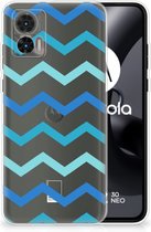 Telefoon Hoesje Motorola Edge 30 Neo Siliconen Back Cover Zigzag Blauw
