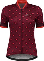 Rogelli Hearts Fietsshirt - Korte Mouwen - Dames - Bordeaux, Roze - Maat XL