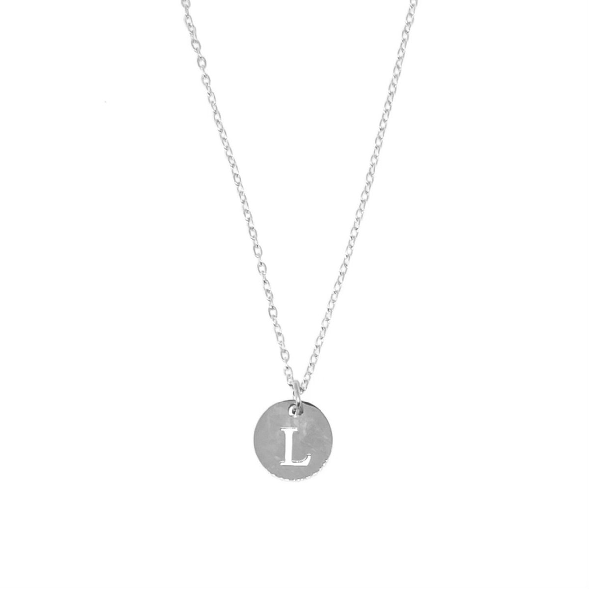 Letter ketting coin - initiaal L - zilver