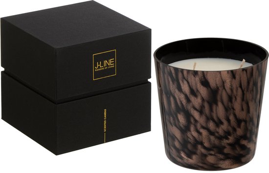 J-Line bougie parfumée Noa - Sandalwood - verre - noir/or - small - 50H