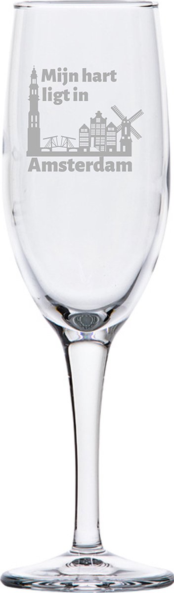 Gegraveerde Champagneglas 16,5cl Amsterdam