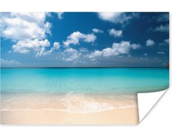 Tropische zee en strand Poster 180x120 cm - Foto print op Poster (wanddecoratie woonkamer / slaapkamer) / Zon Poster XXL / Groot formaat!