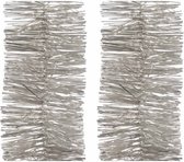 3x Kerstslingers licht parel/zilver 270 cm - Guirlandes folie lametta - Licht parel/zilveren kerstboom versieringen
