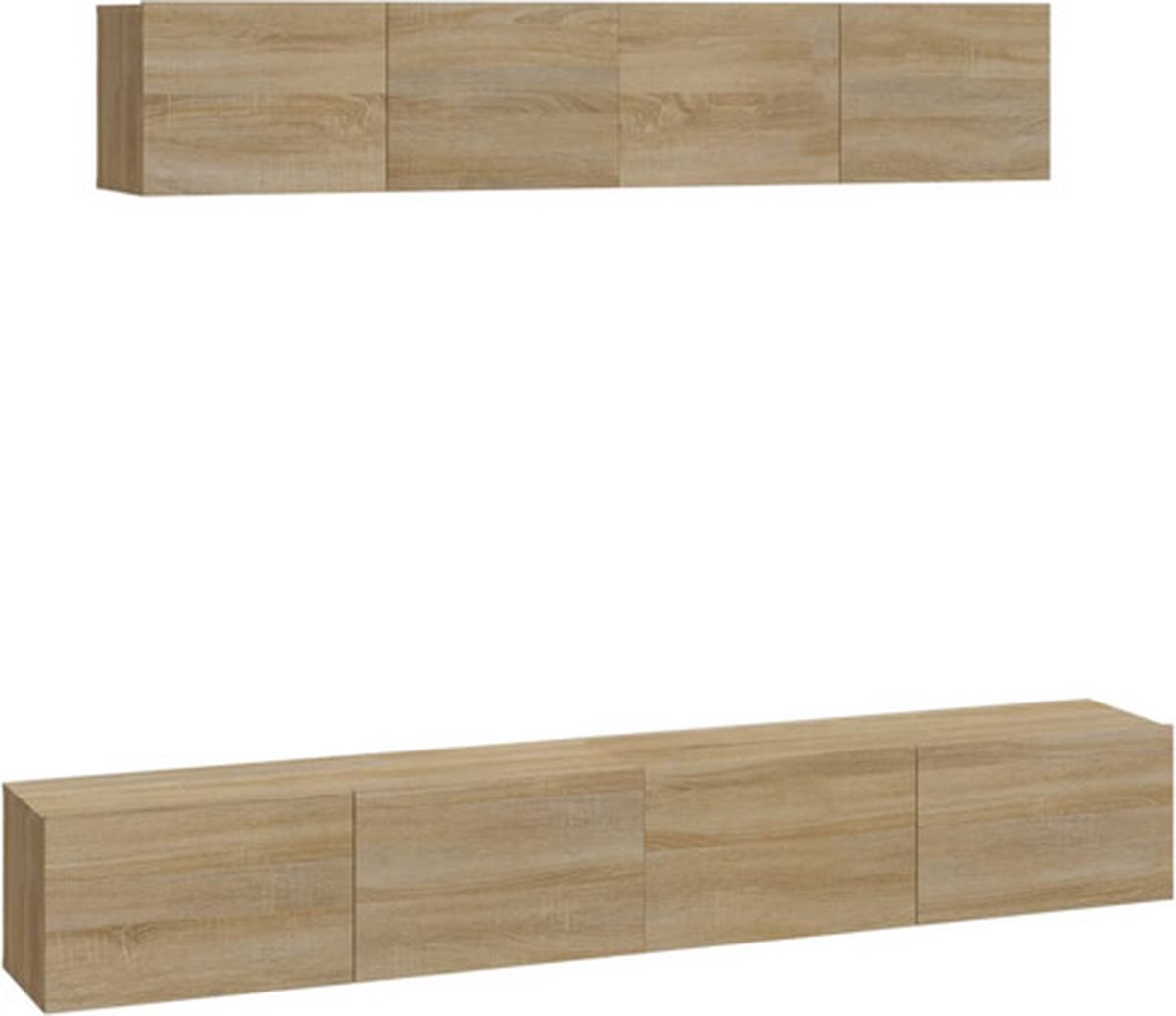 vidaXL - 4-delige - Tv-meubelset - bewerkt - hout - sonoma - eikenkleurig