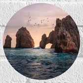 WallClassics - Muursticker Cirkel - The Arch of Cabo San Lucas - 20x20 cm Foto op Muursticker