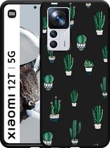 Xiaomi 12T / 12T Pro Hoesje Zwart Cactus - Designed by Cazy
