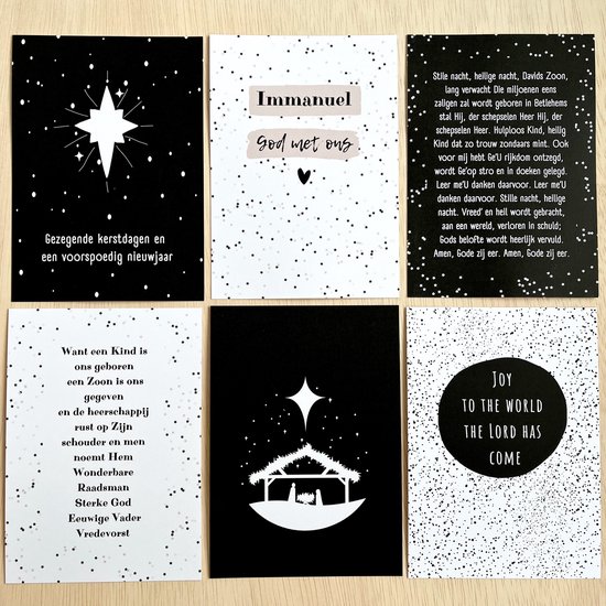 Kerstkaarten christelijk set 6 stuks Christelijke kerstkaart