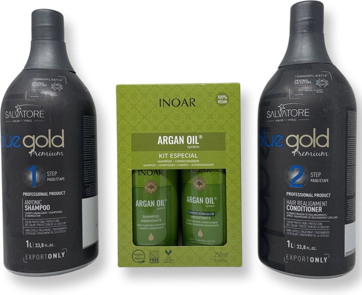 SALVATORE BLU GOLD ANTIFRIZZ NR 1/2 & ARGAN OIL SHAMPOO CONDITIONER 500 ML
