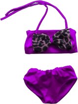 Maat 80 Bikini paars panterprint strik badkleding baby en kind zwem kleding leopard tijgerprint