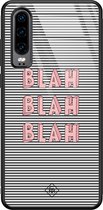 Casimoda® hoesje - Geschikt voor Huawei P30 - Blah Blah Blah - Hard Case Backcover - TPU - Blauw - Tekst