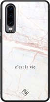 Casimoda® hoesje - Geschikt voor Huawei P30 - C'est La Vie - Hard Case Backcover - TPU - Bruin/beige - Tekst