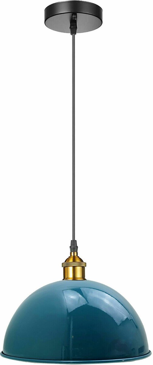 Vintage industriële loft stijl metalen koepel 30cm lampenkap plafond geel messing E27 houder hanglamp set.