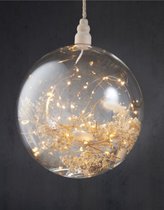 Luca Ligting Hangende Deco glazen kerstbal met droge bloemen, op batterijen L80 x D25cm