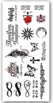 GlittersXL - Temporary Tattoo Infinity/Vlinder/Veer/Kruis/Roos/Kroon (19x9 cm) [Neptattoo - Tijdelijke tatoeage - Nep Fake Tattoos - Water overdraagbare festival sticker henna outfit tattoo - Glitter tattoo - Volwassenen Kinderen Jongen Meisje]