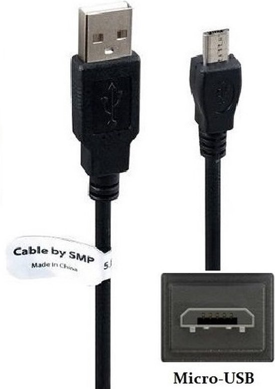 1,8m Micro USB kabel Robuuste laadkabel. Oplaadkabel snoer geschikt voor o.a. Canon G9 x, G9 x Mark II, PowerShot SX620 HS, SX70 HS, SX720 HS, SX730 HS, SX740 HS camera