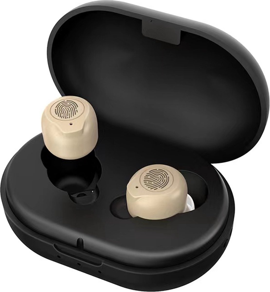 Goedkoopste Pro Care Excellent Quality® 2x Mini Intelligent digitaal Gehoorapparaat Oplaadbaar - Tiptoets 5 volume standen met Noise Reduction - Gehoorversterker - Met Oplaadbare box - Voor in het oor (IHO) links en rechts - Kleur Case Zwart - FAGG - Beige