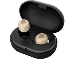 Pro Care Excellent Quality® 2x Mini Intelligent digitaal Gehoorapparaat Oplaadbaar - Tiptoets 5 volume standen met Noise Reduction - Gehoorversterker - Met Oplaadbare box - Voor in het oor (IHO) links en rechts - Kleur Case Zwart - FAGG - Beige