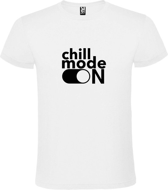 Wit T-Shirt met “ Chill Mode On “ afbeelding Zwart Size XXXXXL
