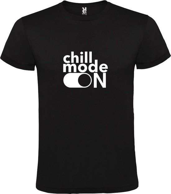 Zwart T-Shirt met “ Chill Mode On “ afbeelding Wit Size M