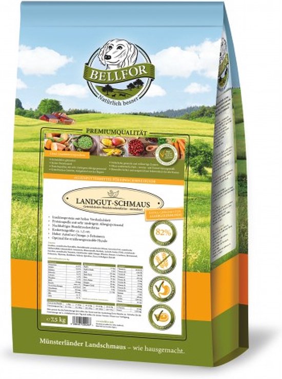 Bellfor - Landgut-Schmaus - Hondenbrokken - Droog Hondenvoer o.b.v Insecten - Graanvrij en Hypoallergeen - 7,5 KG