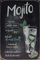 Wandbord – Mojito - Cocktail - Retro - Wanddecoratie – Reclame bord – Restaurant – Kroeg - Bar – Cafe - Horeca – Metal Sign – 20x30cm