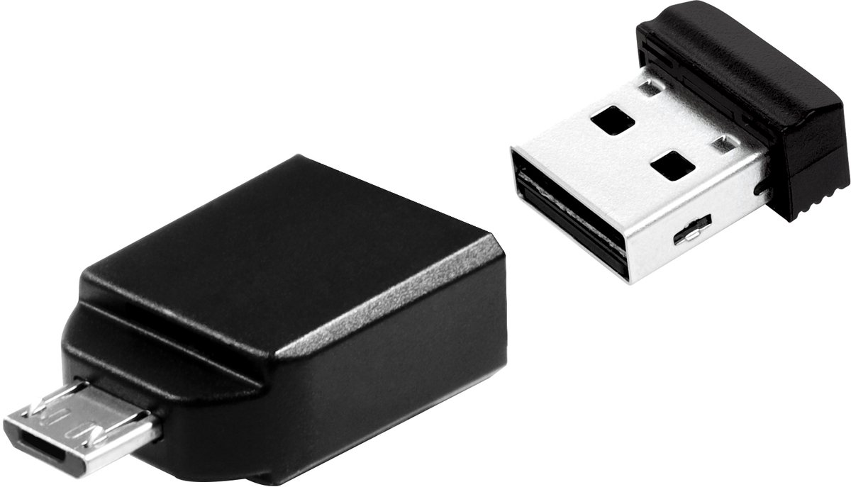 VERBATIM Nano - USB-Stick 16 GB met micro-USB-connector - Zwart USB 2.0 16 GB USB