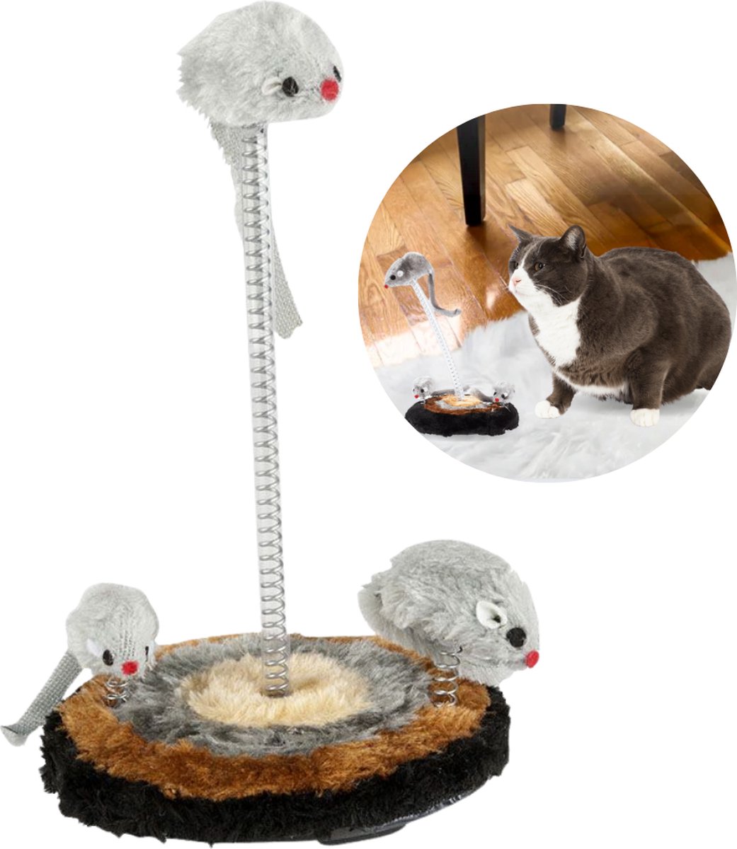 Cheqo® Speelset voor Katten - Krabpaal - Kattenspeeltje - Speelgoed voor Katten