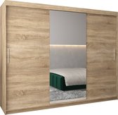 InspireMe - Kledingkast met 3 schuifdeuren, Modern-stijl, Kledingkast met planken (BxHxD): 250x200x62 - TORM I 250 Sonoma Eik