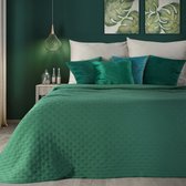Oneiro’s luxe LIBI Type 2 Beddensprei Diep groen - 220x240 cm – bedsprei 2 persoons - beige – beddengoed – slaapkamer – spreien – dekens – wonen – slapen
