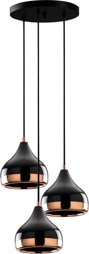 Opviq - Hanglamp met verstelbare hoogte YILDO - D37 x H25/111 cm - Zwart en koperkleurig