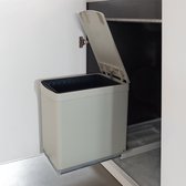 Emuca Afvalbak 16 Liter – Inbouw Prullenbak – Uittrekbare afvalemmer – Geschikt voor deurbreedte 26 cm, inbouwdiepte 40 cm & Kasthoogte 56 cm – Grijs
