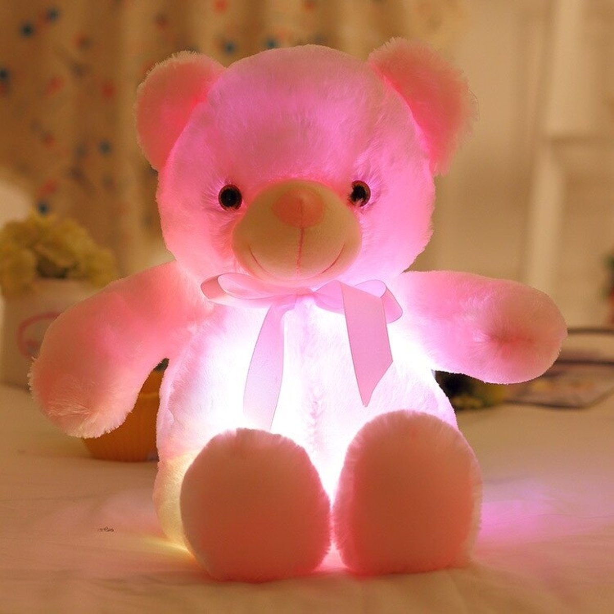 Ours en peluche avec lumières LED - 25 cm - Ours brillant