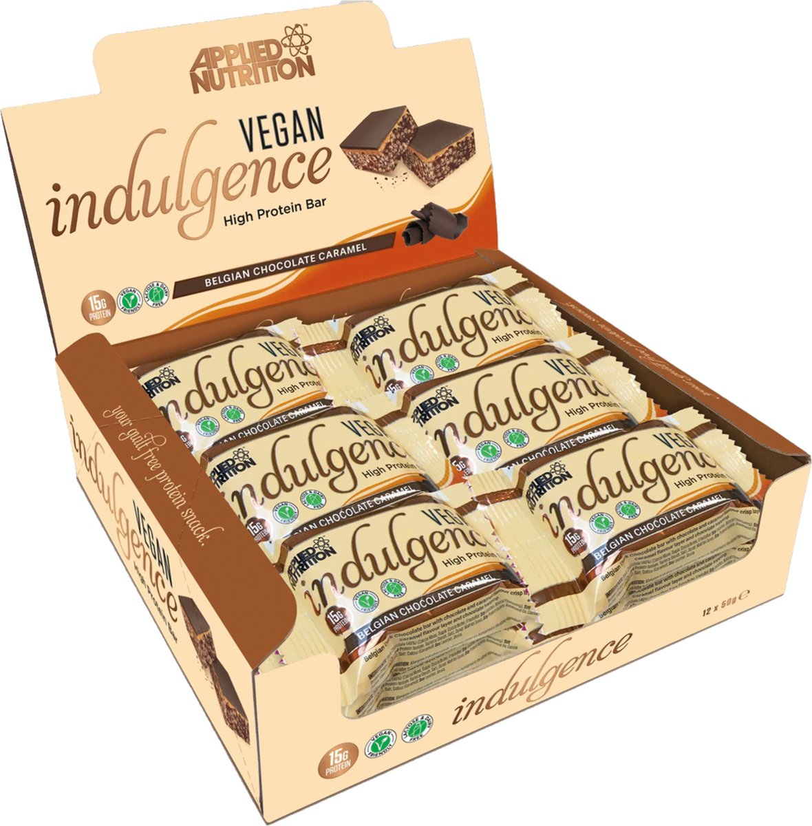 Vegan Indulgence Bar (Belgian Chocolate Caramel - 12 x 50 gram) - APPLIED NUTRITION
