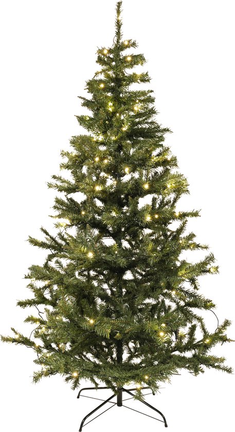 Costway 210 cm kunstkerstboom met verlichting, sneeuw en