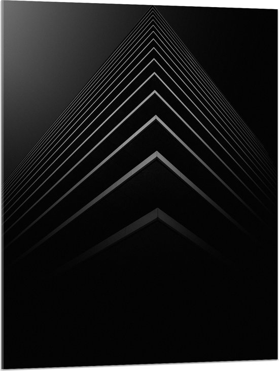 WallClassics - Acrylglas - Stapel Zwarte Abstracte Platen - 75x100 cm Foto op Acrylglas (Met Ophangsysteem)