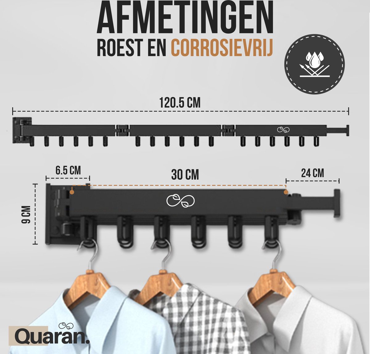 EUGAD Kledingrek, Wit, 99 x 46 x 153 cm, Zware Doek Rail