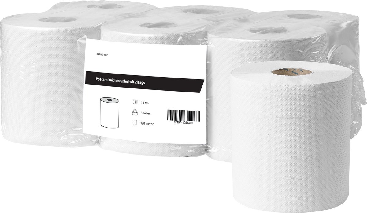 Poetsrol midi recycled wit 2laags