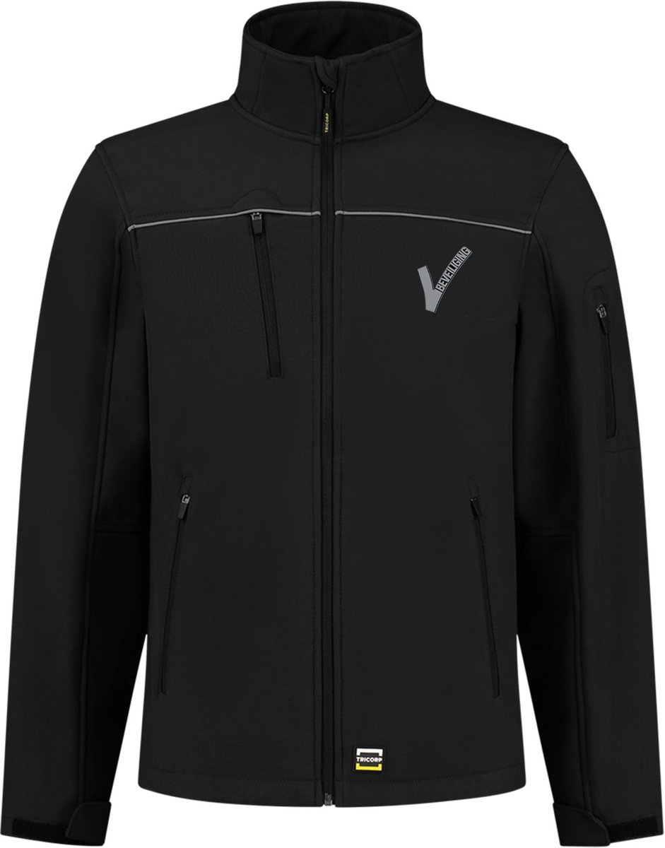 Security / Beveiliging kleding - Tricorp - Softshell Jas Zwart inclusief Borstlogo (V-tje) en Ruglogo (SECURITY) - Maat XL - VOOR PROFESSIONALS
