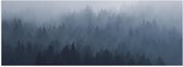 WallClassics - Poster (Mat) - Bos in de Mist - 60x20 cm Foto op Posterpapier met een Matte look