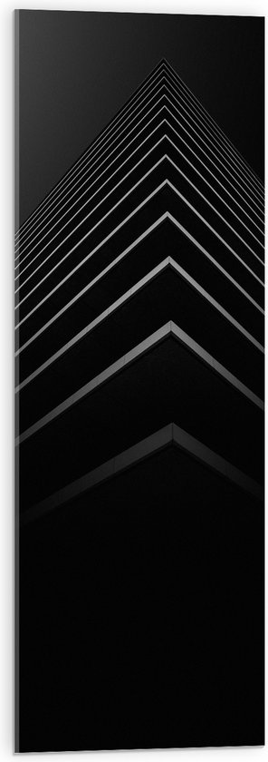 WallClassics - Acrylglas - Stapel Zwarte Abstracte Platen - 30x90 cm Foto op Acrylglas (Met Ophangsysteem)
