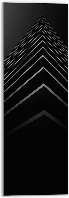 WallClassics - Dibond - Stapel Zwarte Abstracte Platen - 20x60 cm Foto op Aluminium (Wanddecoratie van metaal)