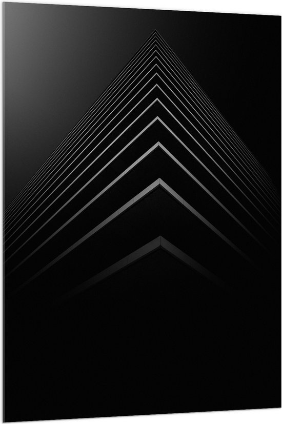 WallClassics - Acrylglas - Stapel Zwarte Abstracte Platen - 100x150 cm Foto op Acrylglas (Wanddecoratie op Acrylaat)