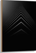 WallClassics - Hout - Stapel Zwarte Abstracte Platen - 60x90 cm - 12 mm dik - Foto op Hout (Met Ophangsysteem)