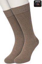 Bonnie Doon Basic Sokken Heren Taupe maat 40/46 - 2 paar - Basis Katoenen Sok - Gladde Naden - Brede Boord - Uitstekend Draagcomfort - Perfecte Pasvorm - 2-pack - Multipack - Effen - Bruin - Taupe Heather - OL6324012.376